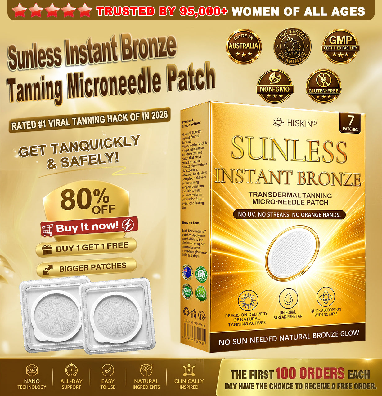 One last chance! Unlock this exclusive Hiskin® Sunless Glow Patch at 90% OFF🔥 Achieve a natural-looking bronze glow without UV damage, streaks, or orange tones. 180-day money-back guarantee. Don’t miss out!