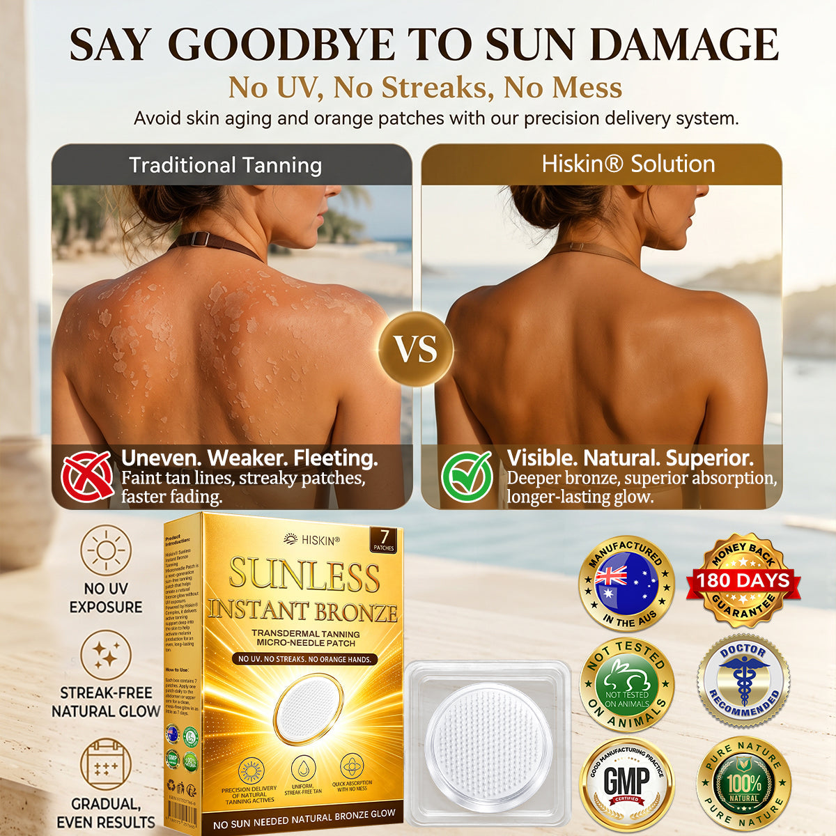 One last chance! Unlock this exclusive Hiskin® Sunless Glow Patch at 90% OFF🔥 Achieve a natural-looking bronze glow without UV damage, streaks, or orange tones. 180-day money-back guarantee. Don’t miss out!