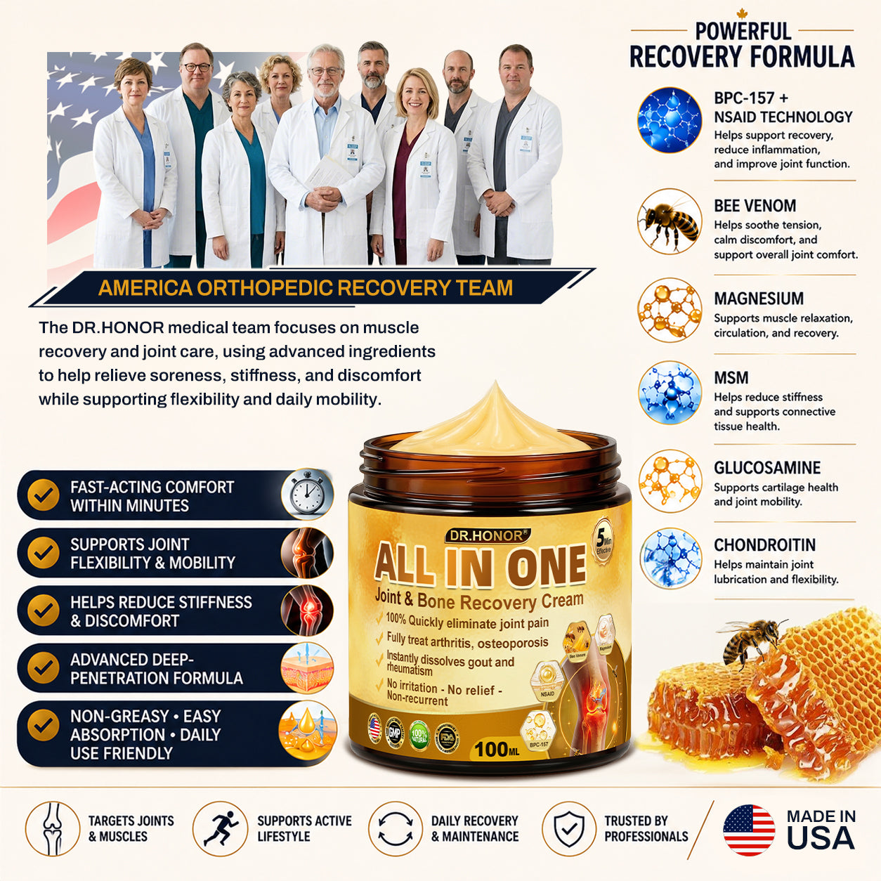 DR.HONOR® All-In-One Joint & Bone Recovery Cream 🎉🎉 Relieve arthritis-related pain, inflammation, swelling, stiffness, and muscle tension in just 7 days.