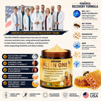 DR.HONOR® All-In-One Joint & Bone Recovery Cream 🎉🎉 Relieve arthritis-related pain, inflammation, swelling, stiffness, and muscle tension in just 7 days.