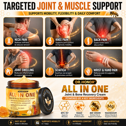 DR.HONOR® All-In-One Joint & Bone Recovery Cream 🎉🎉 Relieve arthritis-related pain, inflammation, swelling, stiffness, and muscle tension in just 7 days.