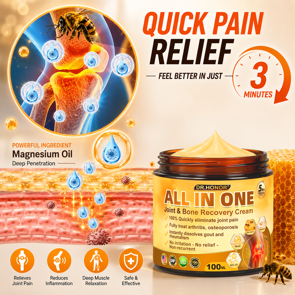 DR.HONOR® All-In-One Joint & Bone Recovery Cream 🎉🎉 Relieve arthritis-related pain, inflammation, swelling, stiffness, and muscle tension in just 7 days.