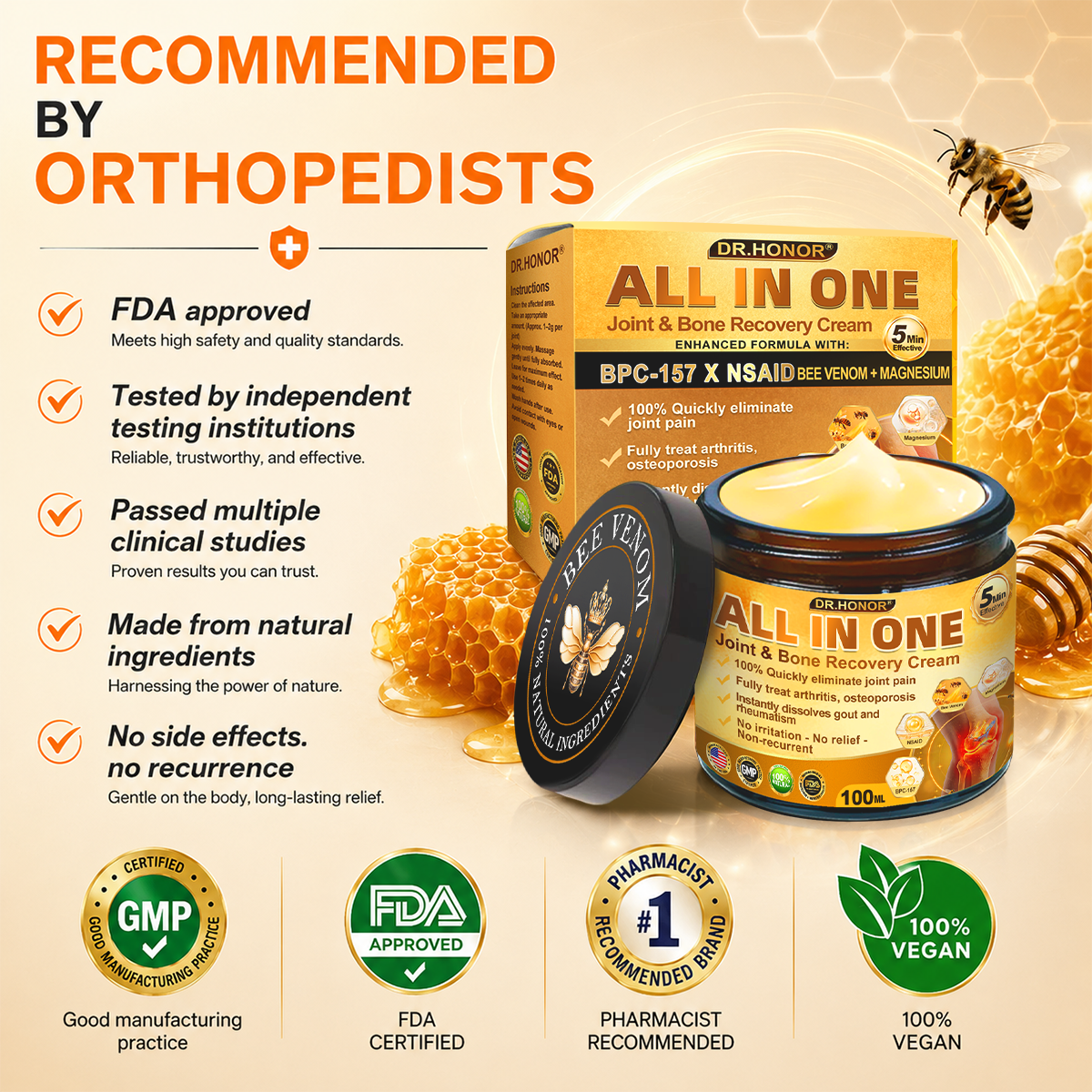 DR.HONOR® All-In-One Joint & Bone Recovery Cream 🎉🎉 Relieve arthritis-related pain, inflammation, swelling, stiffness, and muscle tension in just 7 days.